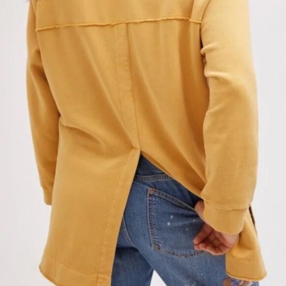 Anthropologie Pilcro Relaxed Fit Split Hem Tunic Top Sweatshirt Boho Gold XS - Picture 1 of 12